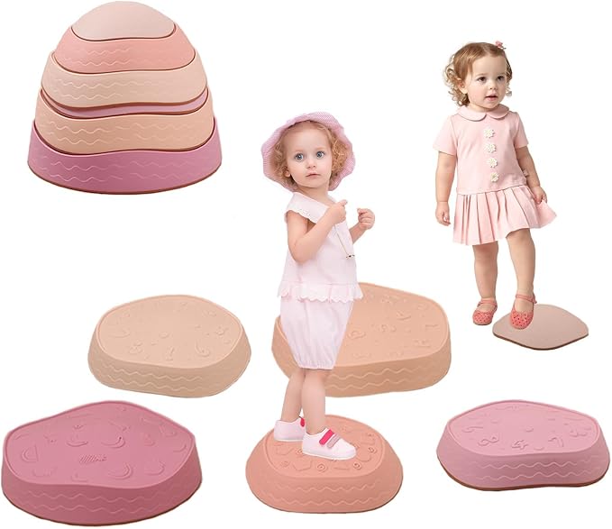 Fanboxk Stepping Stones for Kids,Non-Slip Toddler Sensory Toy | Sensory Balance Stepping Stones for Promoting Toddler Balance Coordination Skills,Up to 220 LBS for Indoors or Outdoors Play