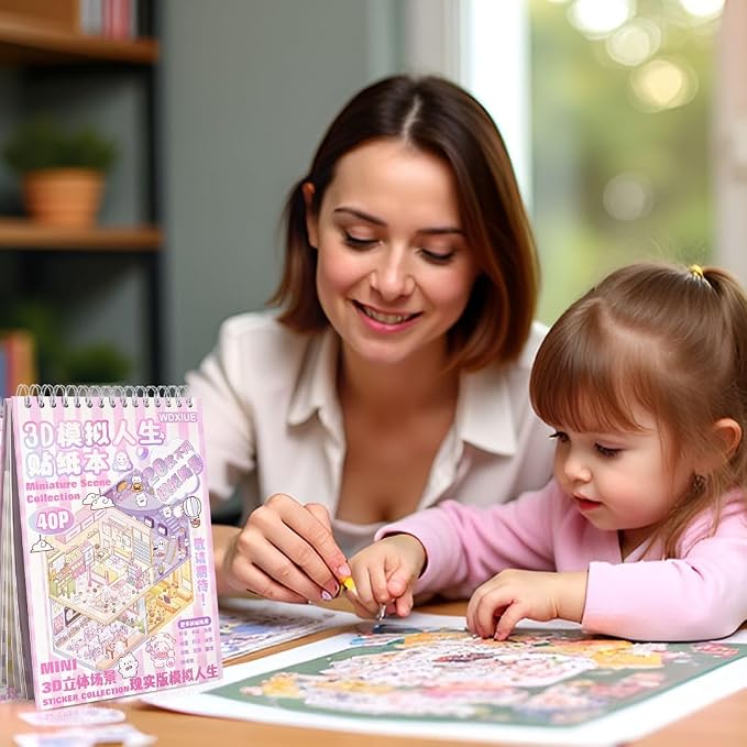 Scene Sticker – 20 Sets DIY 3D Sticker Scene Book Cute Cartoon Stickers Kit – Fun Sticker Therapy Activity for Stress Relief, Crafts & Gifts