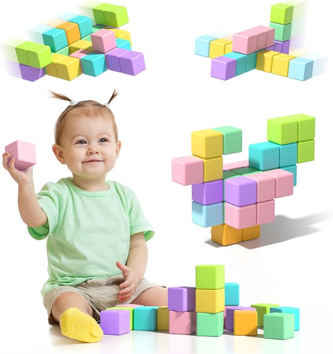 Magnetic Blocks for Toddlers 3+, 56PCS 1.34in Large Macaron Magnet Building Cubes for Kids, Stem Preschool Stack Construction Educational Toys for 3-5 Years Old Boys Girls