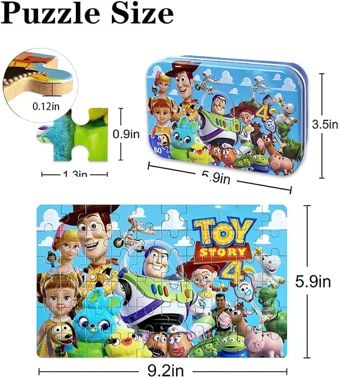 NEILDEN Jigsaw Puzzles 60 Pieces Puzzles for Kids Ages 4-8 Learning Educational Toy Puzzles for Children Girls and Boys Packed in Tin Box (CS-WJ-Z)