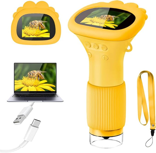 Acoath Microscope for Kids, 1000X Handheld Digital Miniscope with 2.0" Screen, Portable Pocket Microscope Education Toys Birthday Gifts for Age 3 4 5 6 7 8 9 10 Girls Boys