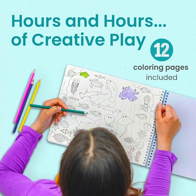 Cupkin Ocean Coloring & Sticker Activity Book | 500+ Stickers | Spiral-bound kids craft format with 12 scenes, 12 art pages, side-by-side viewing, and an easy-peel design for ages 2–8