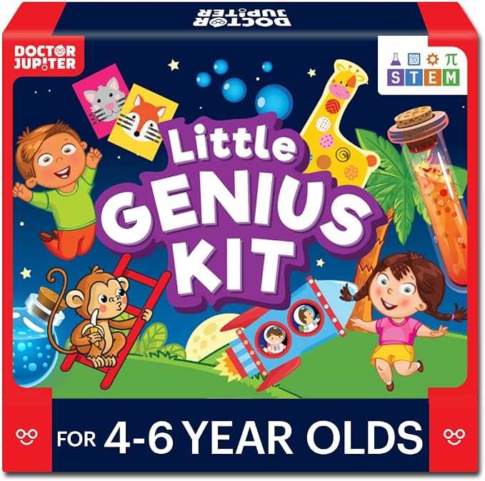 Doctor Jupiter Little Genius Kit for Kids Ages 4+, Educational Learning Toy | Set of Board Books and Science Kit for Kids Ages 3-5, Birthday Gift Ideas, STEM Toys, Preschool Learning Activities