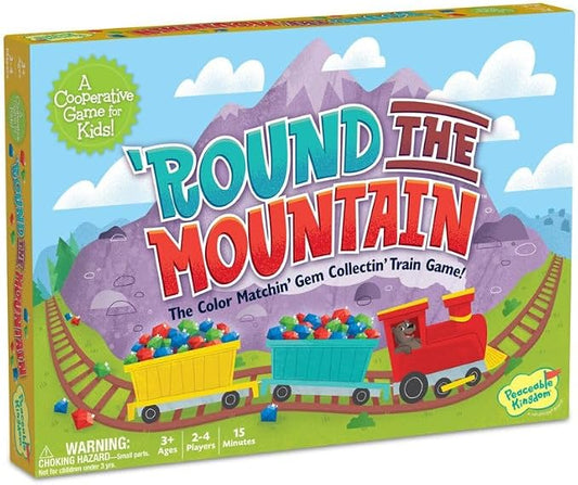 Peaceable Kingdom Round the Mountain Cooperative Board Game for Kids | A cooperative game where players team up to win together, for 2-4 players. Ages 3+.