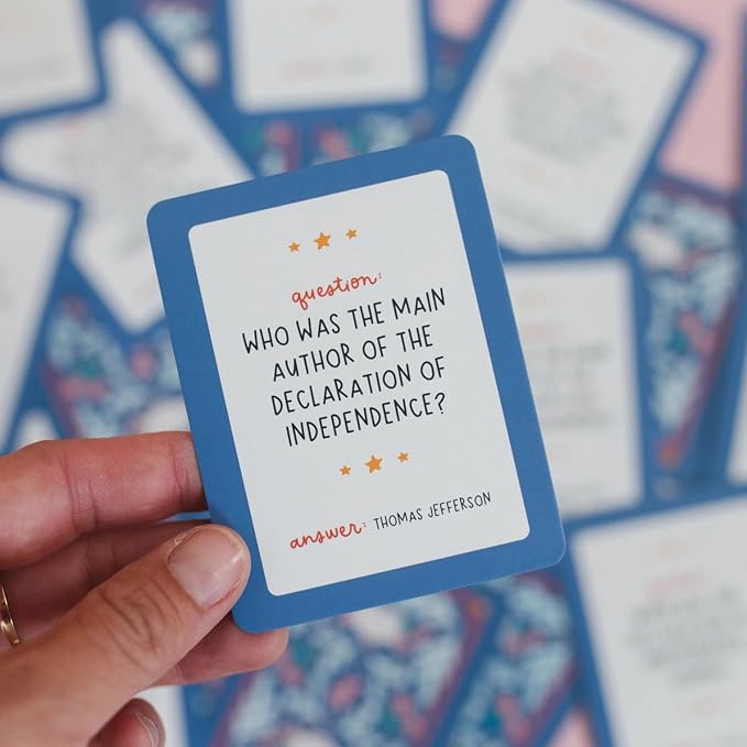 Pippi Post USA Trivia Card Game with Storage Tin, 50 History Quiz Cards | American History, Culture & Landmark Quiz Card Deck, Travel-Friendly Trivia Deck for Road Trips, Game Nights & Learning Fun