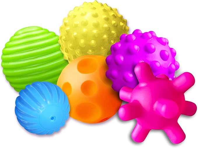 Baby Sensory Balls, Soft Textured Multi Ball Set 6 Pack, Colorful & Bright Infant Sensory Toys for 6-12 Months, Montessori Grasping Balls for Toddlers 1-3, 1st Birthday Gift