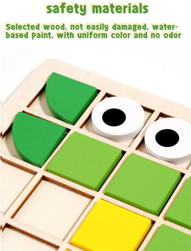 Pattern Blocks and Boards with 120 Pieces Colored Wooden Shape Blocks, with 20 Pieces Design Cards, Kindergarten Classic Geometric Puzzles Toys for Girls and Boys