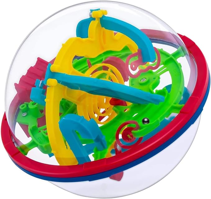 3D Maze Ball, 4.7'' Interactive Labyrinth Puzzle Game with 100 Obstacles | Brain Teaser Game, Educational Toy, Interactive Maze Sphere Game