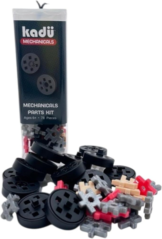 KADÜ Mechanicals 78 Piece Wheel Parts Kit - Kids Age 6+ Building Blocks | Creative Mini Sensory Construction Puzzle tiles - Open Ended Play Gift Boys + Girls - Classroom Homeschool Manipulatives