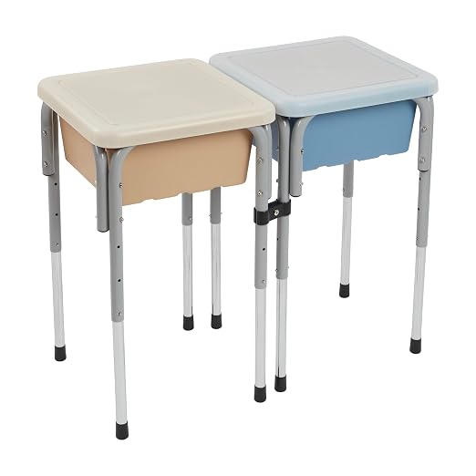 ECR4Kids 2-Station Sand and Water Adjustable Play Table, Sensory Bins, Sand/Powder Blue | Durable plastic/steel, GREENGUARD Gold Certified, 3-5 years, 80 lb capacity, adjustable legs, easy-lift lids, indoor/outdoor