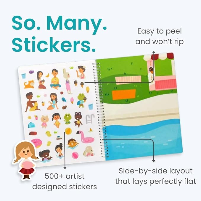 Cupkin Together with You Coloring & Sticker Activity Book | 500+ Stickers | Spiral-bound kids craft format with 12 scenes, 12 art pages, side-by-side viewing, and an easy-peel design for ages 2–8