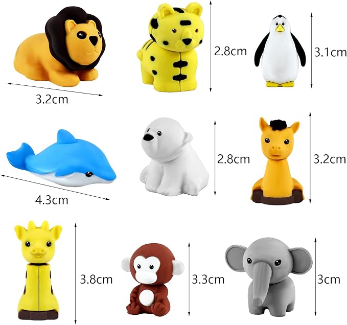 URSKYTOUS 81Pcs Animal Erasers Desk Pets for Kids Animal Pencil Erasers Bulk Puzzle Eraser Toys Gifts for Classroom Prizes,Game Reward,Treasure Box,Easter Egg Fillers,Goodie Bag Stuffers,Party Favors