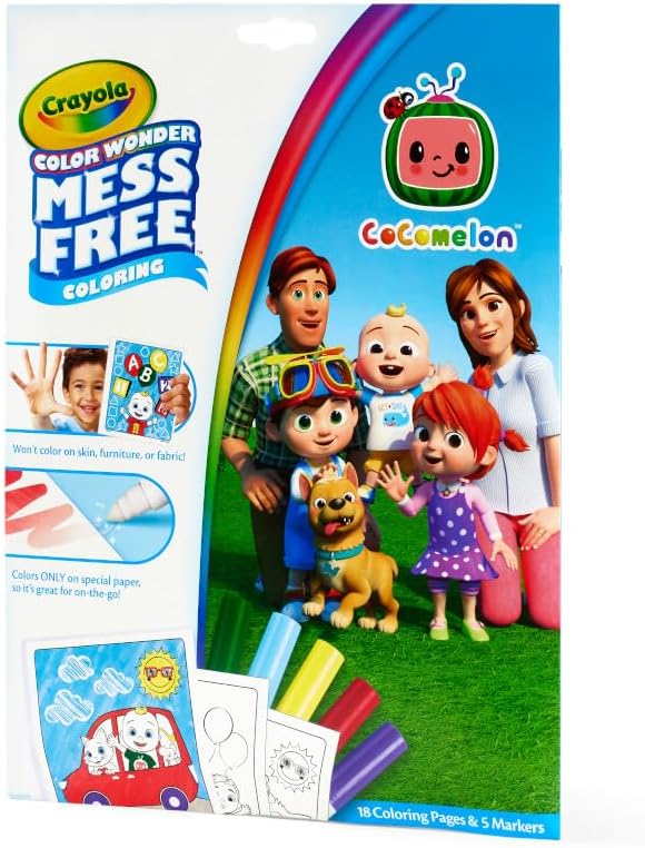 Crayola Cocomelon Color Wonder Coloring Set, Cocomelon Coloring Pages, Mess Free Coloring for Toddlers, Travel Activity, Gift for Kids
