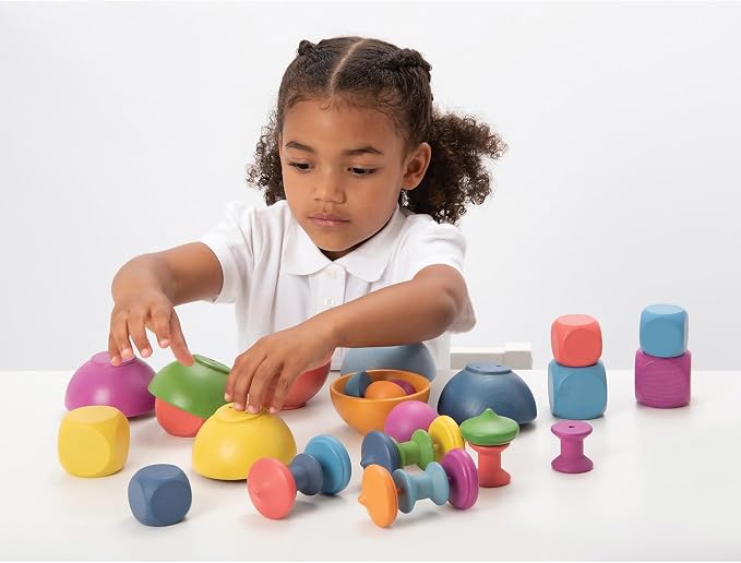 tickit Rainbow Wooden Super Set, Set of 84, 12 Shapes & 7 Colors | Loose Parts Play Set for Babies and Toddlers 10m+, Inspire Curiosity and Open-Ended Play