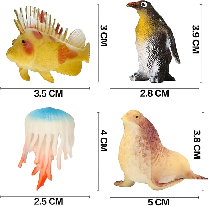 52 Pack Ocean Animal Toys for Kids, Mini Sea Creature Figures | Realistic sea life figures for bath play, water tables, sensory bins, school projects, party favors, and cake toppers
