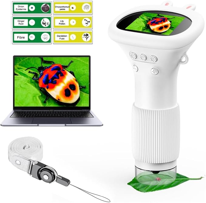 WINWEND Microscope for Kids - Portable Handheld Magnifying Glass for Girls | Mini Digital Microscope for Boys Educational Science Toys | Age 3 4 5 6 7 8 9 10 11 Years Old Kids Christmas Birthday Gifts