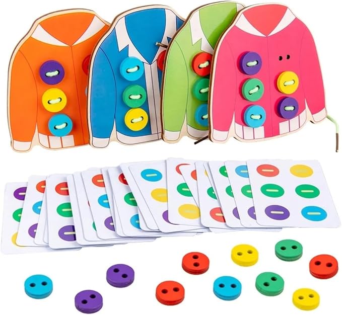 Children Early Education Clothes Threading Button Game Life Skill Teaching Aids Sewing Button Training Kid Board Toy Handmade Knitted Puzzle