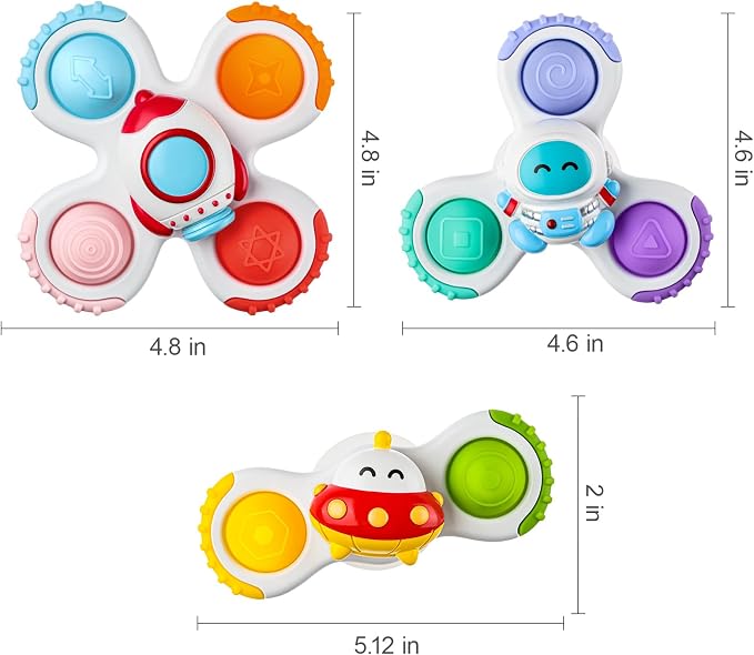 Pop Suction Cup Spinner Airplane Travel Toys for 1 Year Old Boy Girl | Novelty Spinning Tops Infant 12 18 Months,1 2 Year Old Boy Birthday Gift for Toddlers ,Sensory Baby Bath Toy Kids Ages 1-3