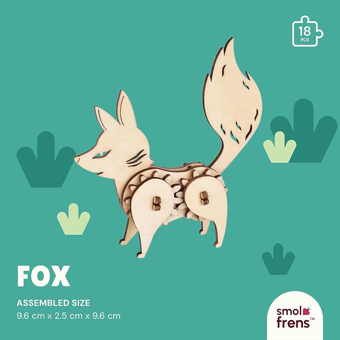 3D Wooden Puzzles for Kids Ages 8+, 5 Pack Animal Puzzles, FSC-Certified Wood, Plastic-Free, STEM Kit for Kids Teens Adults, Wood Craft Model Kit, Individually Wrapped Party Favors - Woodland Frens
