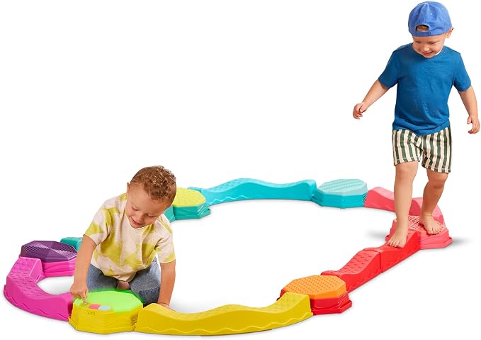 B. toys Balance Beam Set, Musical Wavy Beams & Sensory Stones | Balance & Groove Set with 8 wavy beams, 5 sensory stones, and 1 musical stepping stone for indoor or outdoor play, 3+ Years