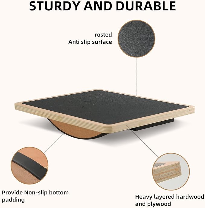 Juoe Balance Board Wobble Board,Balance Toys for Physical Therapy | Wooden Wobble Balance Board for Adults and Kids,Balance Training,Standing Desk Core Strength Balance Rocker Board