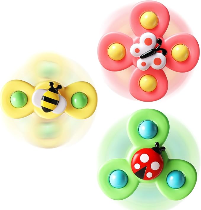 Suction Cup Spinner Airplane Travel Toys for 1 Year Old Boy Girl | Spinning Top 12 18 Months,1 2 Year Old Boy Birthday Gift,Baby Bath Toy for Kids Ages 1-3,Sensory Toy for Infant Toddlers