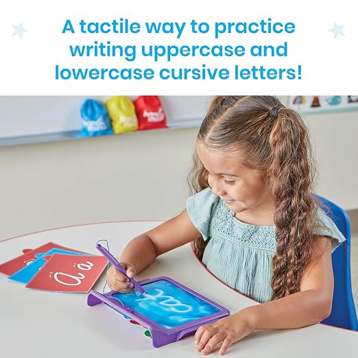 hand2mind Cursive Letter Tracing Sensory Pad, Tracing Board, Ages 3+ | Reusable Handwriting Practice for Kids, Cursive Alphabet Learning Toys, Fine Motor Activities, Writing Center for Classroom