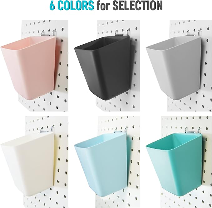 Large Pegboard Cups, 6Pack Peg Board Square Storage Bins With Hooks (Blue) | Big Open-Mouth Cups, 1/8" 1/4" Pegboard Organizer Accessories, Cup Holder for Craft Garage Workbench Office Tools Supplies