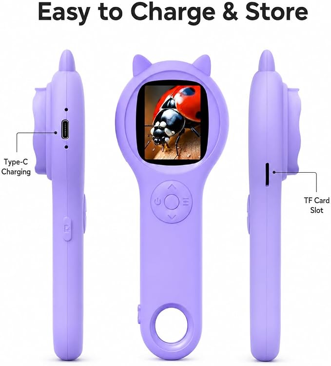 Pink and Purple Microscope for Kids-200X Portable Digital Mini Microscope- Your Little Scientist Miniscope - STEM Toy for Age 5 6 7 8 9 10 11 12 Years Old Toddlers.