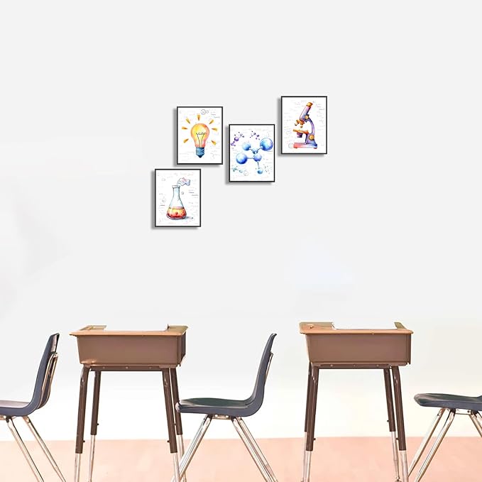 Chemistry Wall Art Interesting Science Explore Canvas Poster 8x10Inch | Watercolor Science Art Wall Decor for Laboratory Kids Playroom Bedroom Classroom Bulletin Board Decor Unframed
