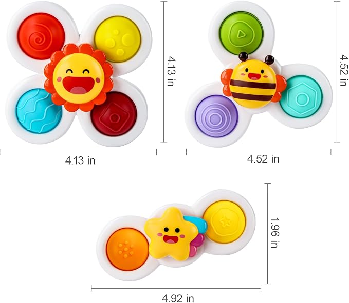 Pop Suction Cup Spinner Airplane Travel Toys for 1 Year Old Boy Girl | Novelty Spinning Tops Infant 12 18 Months,1 2 Year Old Boy Birthday Gift for Toddlers ,Sensory Baby Bath Toy Kids Ages 1-3