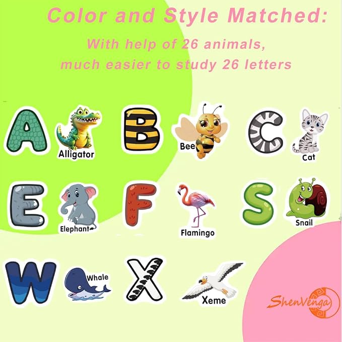Animal Magnets Letter for Kids 52 PCS Educational Learning Toy | Fridge Magnetic,Cute Animal Refrigerator ABC Alphabet for Toddlers 1-3 ,Preschool Spelling Tool,Gifts