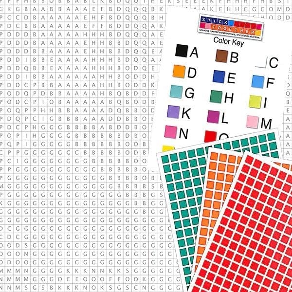 4 Pack Bundle Mosaic Sticker Art for Kids and Adults Includes Hot Air Balloon, Tiger, Butterfly and Sunflowers Posters, Large Sticker by Number/Letter Posters 36" x 40" with 3,996 Stickers