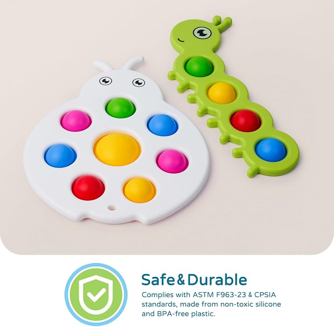 LiKee Fidget Popper Baby Toy, Montessori Sensory Travel Toys for 10M+