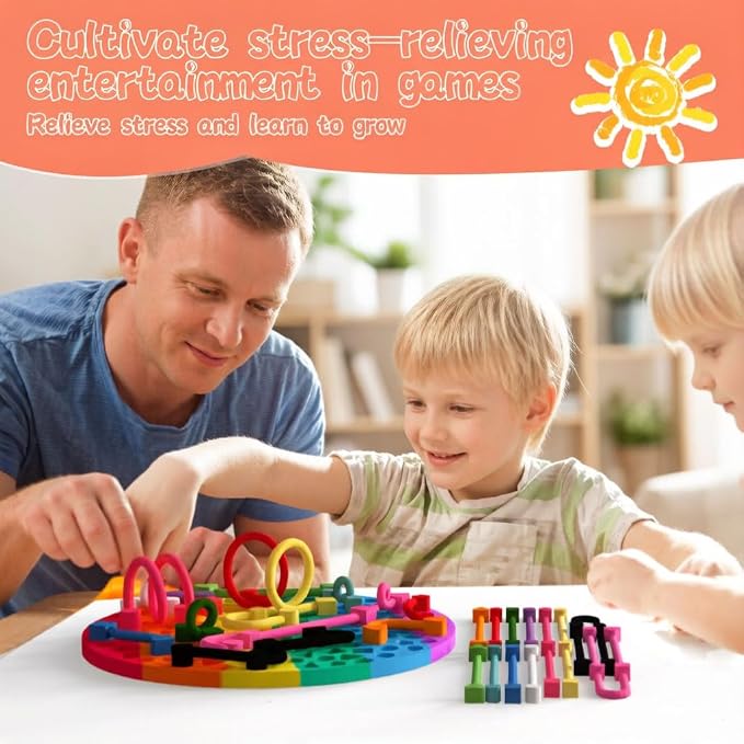 Round Sensory Activity Board, Sensory Toys for Kids with Autism, Stress Relief Silicone Quiet Fidget Toy for Toddlers Kids Adults, ADHD Autism Sensory Toys | Includes Portable Travel Bag & 12 Strings