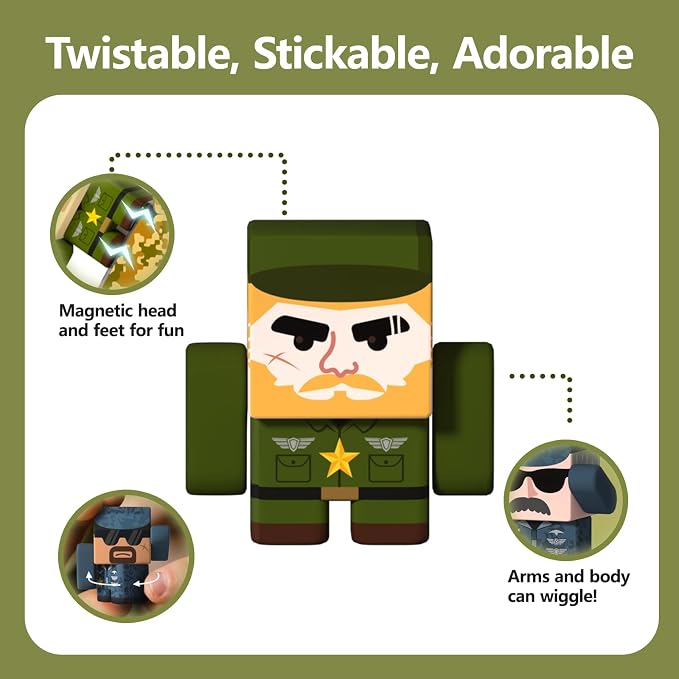 GobiDex 6PCS Magnetic Army Men, Compatible with Magnetic Building Blocks | Rotatable Magnet People Figures, Military Toys for Kids Ages 3+, Birthday Gifts for Boys & Girls