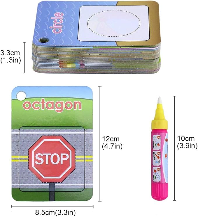 Coolplay Water Coloring Cards Learning Number Shape Color Toddler Girl Toy Water Paint Cards Airplane Activities for Kids Toy