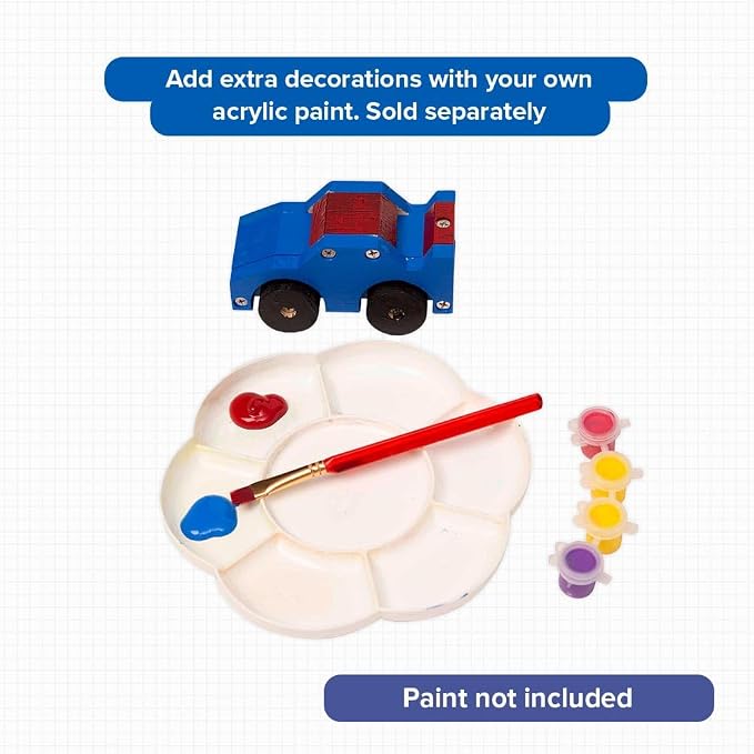 Little Jupiter DIY Wooden Kits w/Stickers - Kids Building Kit - Stem Toys for Ages 4-7 - Wood Crafts for Kids - Woodworking Kits (Monster Truck 2)