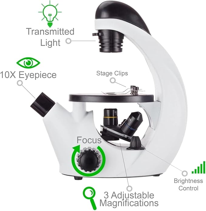 AmScope IN50C-PS25-WM Science Discovery 500X Inverted | 40X-500X Magnification Range