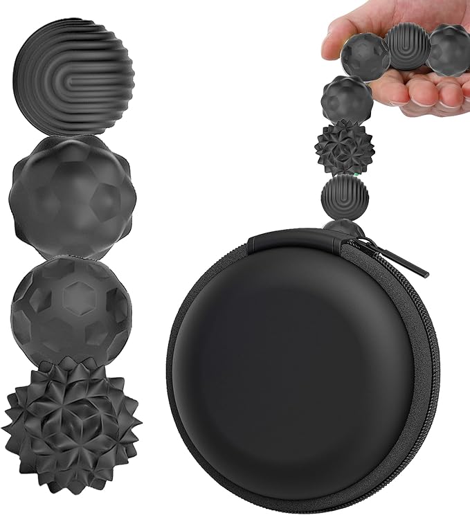 BUSOHA Silicone Magnetic Fidget Balls - 4 Pack Fidget Toys for Adult | Four Unique Textures Sensory Support,Quiet and Silent Stress Relief,Lightweight,Office,Travel,Autism,Anxiety,ADHD