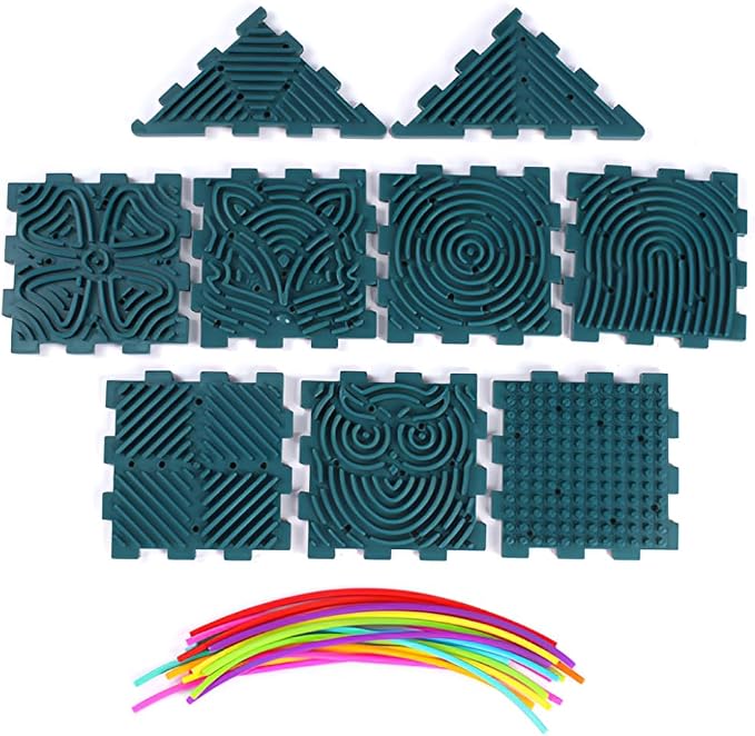 Premium 3D Autism Sensory Activity Board, Durable Silicone Fidget Toy, Puzzle House Block Set with 30 Strings, Press Loop Fill Pattern, Calming Stress Relief for Autistic Kids 3+ and Adults