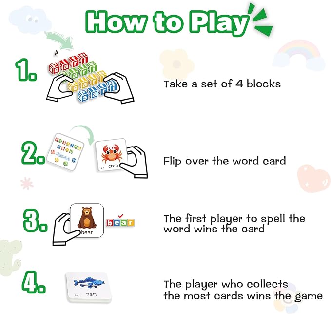 Alphabet Puzzle Matching Game, 16 ABC Blocks Word Memory Game with 40 Cards, Preschool Letter Recognition Learning & Educational Toys for Toddlers & Kids Ages 3 and up, 2-4 Player