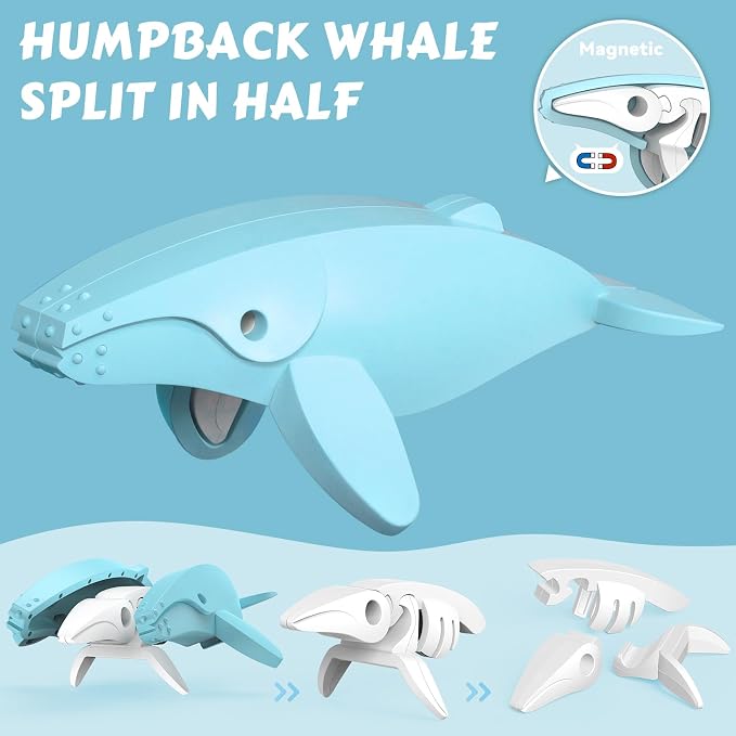 Magnetic Ocean Animals Building Toys,STEM Toddler Learning Toys 3D Puzzle Sea Animals for Boys Girls, Educational Magnetic Travel Montessori Toy Turtle Whale Shark,Unique Birthday Gift for Kids 3 4 5