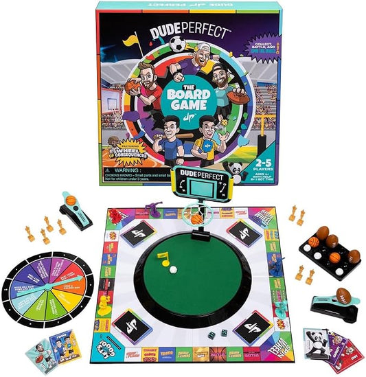 Dude Perfect Board Game with Soccer Add On; Action Packed Sports Challenges for Competitive Kids and Families | Perfect for Family Game Night; 2 to 5 Players; Ages 4 and up