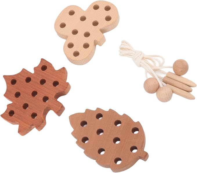 E Onal Threading Leaves Toys Set - Interactive Wooden Game Kit for Child Development
