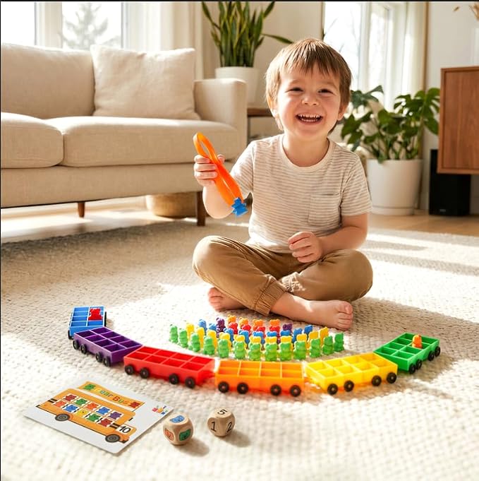 Bmag Counting Bears with Matching Trains, Preschool Learning Toys Color Recognition and Math Learning Games, STEM Educational Toy Gift for Kids Age 3 4 5 Year Old Boys Girls