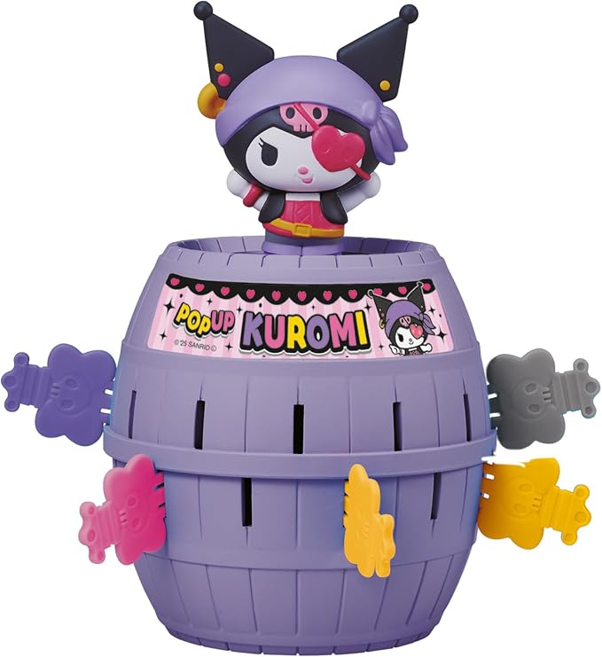 TOMY Pop Up Kuromi Game - Fast-Paced Surprise Action Game with Pop-Up Figure – Officially Licensed Kuromi from Sanrio - 2–4 Players - Ages 4+