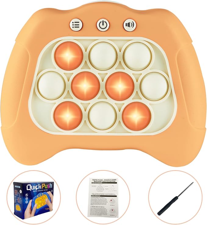 Intoypad Pop The Target! Handheld Speed Push Fidget Game Machine Orange | A Fun Multiplayer Game Sensory Fidget ADHD Autism Toys Birthday Gifts for 6 7 8 9 10 11 12 Years Old Kids Road Trip Car Games
