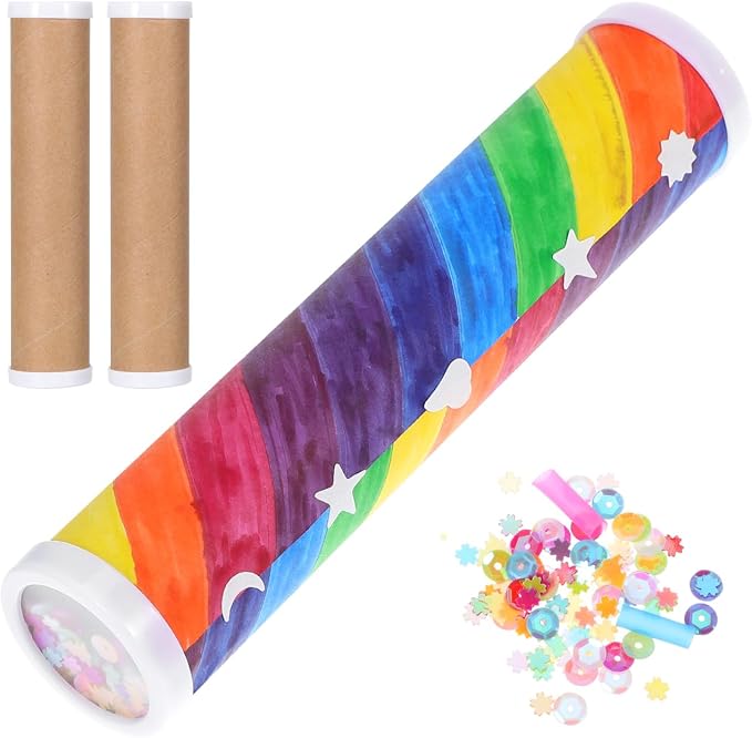 Abaodam DIY Kaleidoscope Kit for Kids, 7.4Inch Educational Craft | with Kaleidoscope Accessories for Home Classroom Hands-on Stem Learning Activity