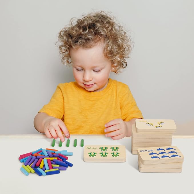 TOOKYLAND Peg Board Toddler Toys, Counting Wooden Toys with 55 Pegs | Wooden Math Manipulatives, Montessori Math and Numbers for Kids & Kindergarten Learning Activities